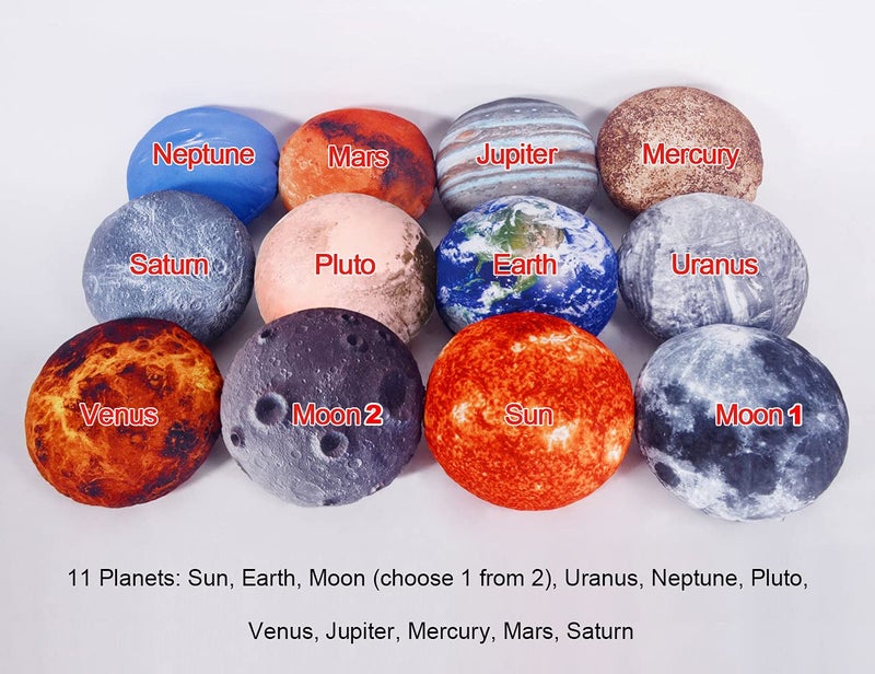 Qupace 11 Piece Set Space Planet Throw Pillow Covers Solar System Universe Planet Image Decorative Cushion Cover Round Pillow Case 3D Home Decor Pillows Covers 10X10Inch - Image 2